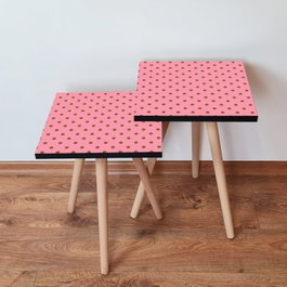 Hanah Home Mesas Nido 2 Piezas Rosa y Marrón